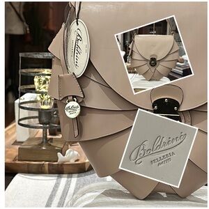 Authentic Boldrini Selleria Carmen Opera Bag, in Argilla Taupe. Made in Italy.